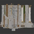 Architectural Interior Featuring Marble Walls Green Vertical Gardens And Geometric Floor Tiles
