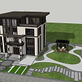 Modern Detached Villa Exterior Design With Large Windows Green Lawn And Surrounding Trees