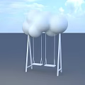 Interactive Play Area With Modern White Cloud Shaped Swing Set And Two Seats 3d model