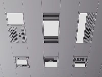 Ceiling With Vents Lights Air Grilles And Recessed Panels Design 3d model