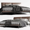 Modern Double Bed Bedroom Interior With Leather Headboard Gray Blanket And Minimalist Design