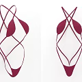 Elegant Deep Red Cross Strap Lingerie Design For Women Fashion Apparel
