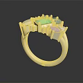 Gold Ring With Multi Colored Polygon Gemstones Stylish Modern Clothing Accessory Design 3d model