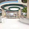 Modern Style Interior With Circular Ceilings Columns And Seating Areas 3d model
