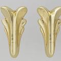 Golden Carved Pair of Symmetrical Decorative Furniture Ornament Pieces