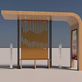 Modern Wooden Frame Bus Shelter With Transparent Roof Tree Branch Pattern Design And Benches
