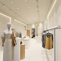Modern Clothing Store Interior With Clothing Racks Cashier Counter Plants And Warm Lighting