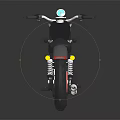 Black Vintage Style Motorcycle With Black Seat Silver Engine And Wheels Dark Background Floor Reflection