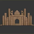 Wooden Building Blocks Set For Kids Creative Castle Structure Play 3d model