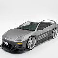 Silver Sporty Convertible Car With Large Wheels And Rear Spoiler Design