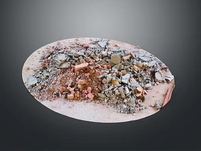 Construction Debris With Various Colors Sizes On Light Colored Round Tray Gray Background 3d model