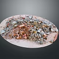 Construction Debris With Various Colors Sizes On Light Colored Round Tray Gray Background 3d model