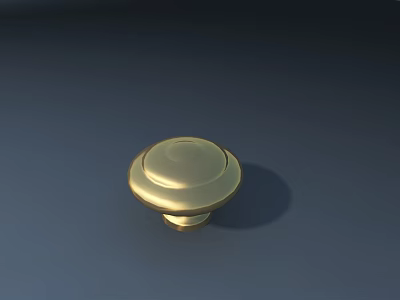 Golden Round Metal Cabinet Knob With Simple Design And Smooth Surface 3d model