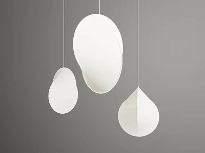 Modern Minimalist White Pendant Lights with Different Hanging Shapes Design 3d model
