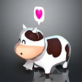 Cute Cartoon Cow Character Design With Black White Spots And Speech Bubble Containing Pink Heart