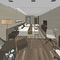 Modern Hotel Room Interior With Double Bed Sofa TV Lamp Carpet And Wooden Floor