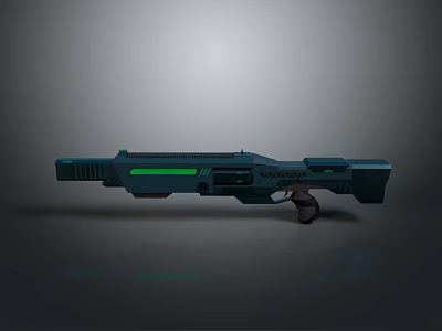 Futuristic Sci-Fi Weapon Featuring Blue Body Green Glowing Accents And Sleek Design Details 3d model