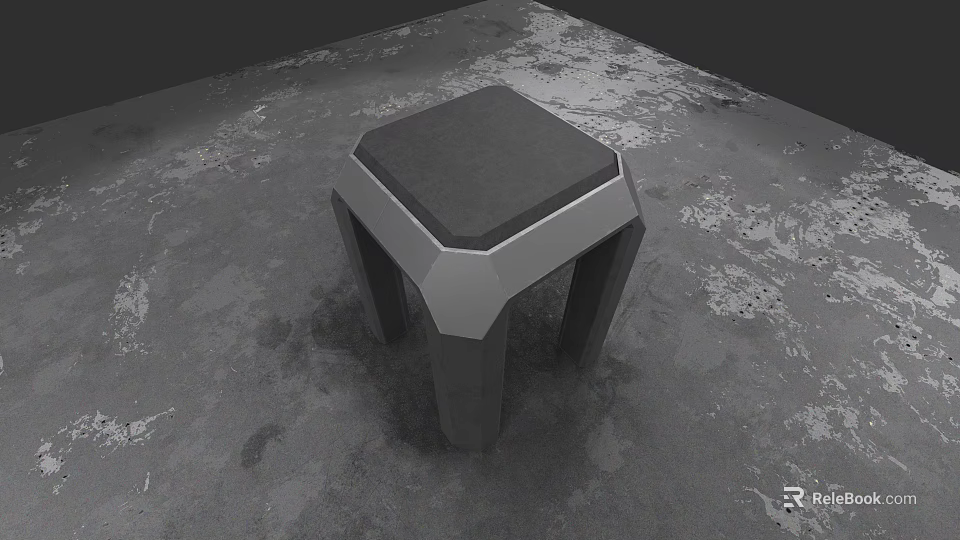 Modern Gray Bar Stool With Geometric Seat And Sturdy Support Structure 3d model 