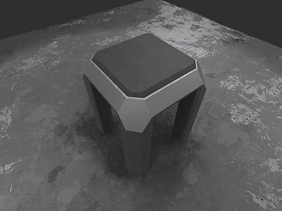 Modern Gray Bar Stool With Geometric Seat And Sturdy Support Structure 3d model