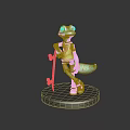 Vibrant Lizard Character Wearing Yellow Lightning T-Shirt Purple Shorts Red Shoes And Skateboard