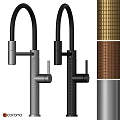 Modern Kitchen Faucets With Silver Black Textured Metal Handles And Spouts