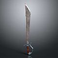 Detailed Medieval Sword Design With Metal Blade Orange Wrapped Handle And Silver Hilt Guard