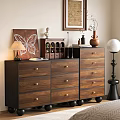 Wooden Dresser With Gold Handles Table Lamp Butterfly Decor And Floor Lamp