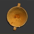 Traditional Orange Ceramic Wine Goblet With Carved Handle And Decorative Surface Patterns