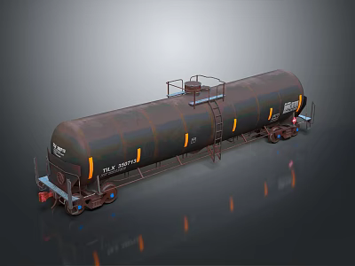 Rusty Metal Tank Railway Wagon With Ladder And Wheels Industrial Design 3d model