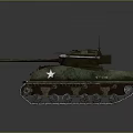 Weathered Military Green Tank With White Star Turret Tracked Design And Cannon