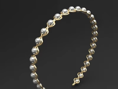 Elegant Decorative Accessory Set Gold Headband With Pearl Beads For Home Decoration 3d model