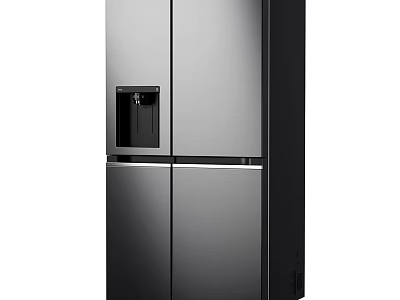 Modern Stainless Steel French Door Refrigerator Freezer With Ice And Water Dispenser 3d model