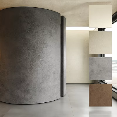 Modern Kitchen Interior With Natural Stone Surfaces And Wooden Decor Elements 3d model