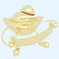 Cute Golden Cartoon Ingot Character With Smiling Face Wearing Hat Holding Banner