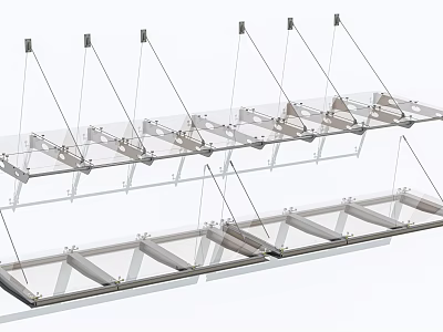 Contemporary Outdoor Awning With Sturdy Metal Frame And Clear Glass Panels 3d model
