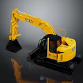 DEVEL Yellow Excavator Construction Vehicle with Tracked Undercarriage and Front Bucket