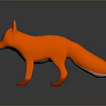3D Designed Game Movie Character Orange Fox Standing On Dark Background With Reflection