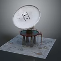 Large Parabolic Antenna Building With Red Circular Structure Stone Pillar Supports On Square Platform