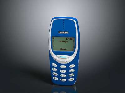 Classic Nokia 1616 Mobile Phone With Blue Body Keypad And Browser Screen 3d model