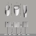 Modern White Urinals Wall Mounted Design Three Different Styles With Matching Cisterns 3d model
