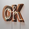 Pink Neon Decorative Light in OK Letter Shape for Modern Home Decoration