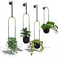 Stylish Hanging Planters with Lush Green Plants and Metal Hangers for Indoor Decor