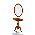 Classic Wooden Dressing Table With Oval Mirror And Carved Pedestal Base