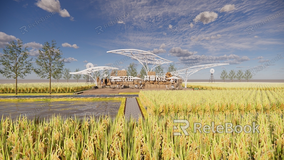 Modern paddy rural agricultural landscape model