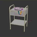 White Frame Medical Cart With Drawer Shelf Wheels And Equipment On Top