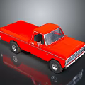 Classic Red Single Cab Pickup Truck With Shiny Surface And Reflection 3d model