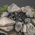Natural Garden Ornament With Stone Circle Charcoal Center And Green Grass