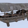 Traditional Wooden Boat With Canvas Cover And Ropes