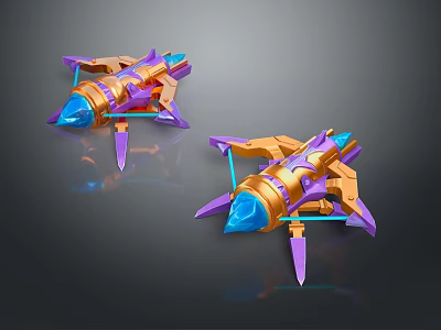 Futuristic Cosmic Spaceship Model With Purple Gold Blue Accents And Detailed Aerodynamic Design 3d model