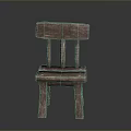 Simple Wooden Stool With Backrest And Square Seat On Grey Background 3d model